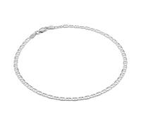 KISPER Solid 925 Sterling Silver Italian 3mm Diamond-Cut Flat Mariner Link Chain Anklet Ankle Bracelet for Women - Made in Italy, 11"