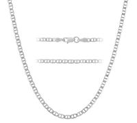 KISPER Solid 925 Sterling Silver Italian 3mm Diamond-Cut Mariner Link Chain Necklace - for Men & Women with Lobster Clasp - Made in Italy, 20"