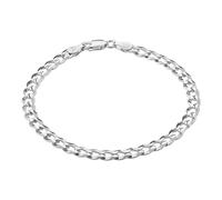 KISPER Solid 925 Sterling Silver Italian 5mm Solid Diamond-Cut Cuban Link Curb Chain Bracelet for Men & Women - Made in Italy, 6.5"