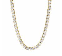 KISPER Tennis Necklaces for Women 14K White & Yellow Gold Plated CZ Choker | 2-4mm 5A cubic zirconia, 4-prong setting, 15 in + 3 in extender, nickel-free, hypoallergenic, waterproof, non-tarnish