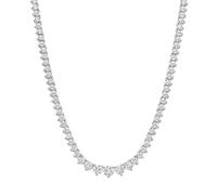 KISPER Tennis Necklaces for Women, Graduated Yellow & White Gold Plated CZ | 3-5mm graduated 5A cubic zirconia, 3-prong non-flip setting, 15-18 inch choker, nickel-free, hypoallergenic