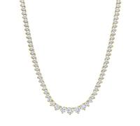 KISPER Tennis Necklaces for Women, Graduated Yellow & White Gold Plated CZ | 3-5mm graduated 5A cubic zirconia, 3-prong non-flip setting, 15-18 inch choker, nickel-free, hypoallergenic