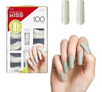 KISS 100 Tips Full-Cover Manicure Kit, Long Length Curve Overlap Fake Nails, Lo
