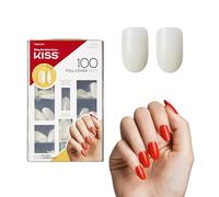 KISS 100 Full-Cover Manicure Kit, Medium Length Active Oval Fake Nails, Longer Lasting, 10 Sizes with Maximum Speed Nail Glue,Packaging may vary