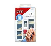 KISS 200 Full-Cover Manicure Kit, Medium Length Active Square Fake Nails, Longer Lasting, 10 Sizes with Maximum Speed Nail Glue