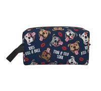 Kiss A Bull Cute Pit Bull Dog Lips Love ValentinesLarge Capacity Cosmetic Organizer,Travel Makeup Bag for Women
