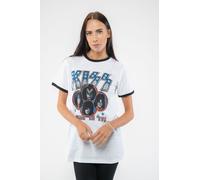 KISS Alive in 77 Vintage Ringer T-Shirt in White | Size: Large Kiss White L