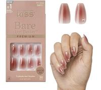KISS BARE BUT BETTER Glue-On FALSE NAILS with GLUE MEDIUM LENGTH NEW PINK SHINE