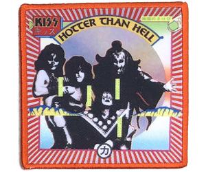 KISS Blurred Hotter Than Hell Band Logo Iron On Patch in Black Kiss Black