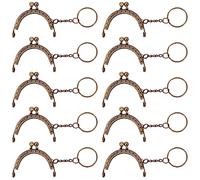 Kiss Clasp Lock Retro Metal Purse Frames 5cm Semicircular Embossed Coin Bag Frame with Key Ring for Purse Making DIY Sewing Craft Projects 10 Pieces (Bronze)