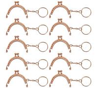 Kiss Clasp Lock Retro Metal Purse Frames 5cm Semicircular Embossed Coin Bag Frame with Key Ring for Purse Making DIY Sewing Craft Projects 10 Pieces (Gold)