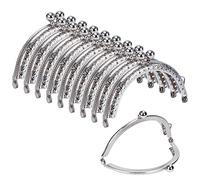 Kiss Clasp Lock Retro Metal Purse Frames Half Round Bead Embossed Coin Bag Frame for Purse Making DIY Sewing Craft Projects 10 Pieces (Silver)