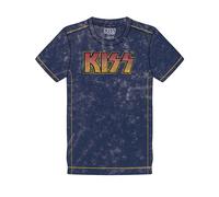 KISS Classic Band Logo Snow Wash T-Shirt in Navy | Size: Large Kiss Navy L