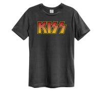 Kiss - Classic Logo Distressed Amplified X Large Vintage Charcoal T Shirt