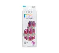 KISS colorFX by imPRESS Press On Nails , ‘Around You’, Solid Pink with Pearlescent Finish, Short Oval, New & Improved Adhesive, Includes 30 Fake Nails, Prep Pad, 1 Manicure Stick, 1 Mini Nail File