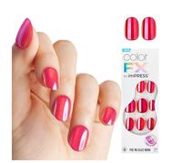 KISS colorFX by imPRESS Press On Nails , ‘Floating’, Solid Red with Pearlescent Finish, Short Oval, New & Improved Adhesive, Includes 30 Fake Nails, Prep Pad, 1 Manicure Stick, 1 Mini Nail File
