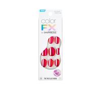 KISS colorFX by imPRESS Press On Nails , ‘Floating’, Solid Red with Pearlescent Finish, Short Oval, New & Improved Adhesive, Includes 30 Fake Nails, Prep Pad, 1 Manicure Stick, 1 Mini Nail File