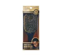 KISS COLORS & CARE 360° Power Wave Palm Boar Hair Brush - Medium Soft, Curved Handle, High-Density Boar Bristles For Deep & Continuous Waves, Shed-Free Bristles, Handle-Free Palm Grip, Black