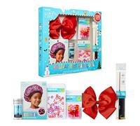 KISS Colors & Care Holiday Hair Goals Kids Hair Styling Gift Set, 12 Pc. Butterfly Claw Clips, 60 Pc. Pink Hair Beads, Wideband Satin Bonnet, Jumbo Bow Hair Clip, Hair Wax Stick, Parting Pintail Comb