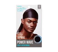 KISS COLORS & CARE Power Wave Silky Satin Durag - Black, Maximum Wave formation, Ultra-Compression, Breathable Premium Fabric, One Size Fits All, Durable & Versatile For All Hair Types
