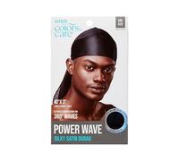 KISS COLORS & CARE Power Wave Silky Satin Durag - Black, Maximum Wave formation, Ultra-Compression, Breathable Premium Fabric, One Size Fits All, Durable & Versatile For All Hair Types