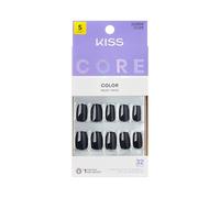 KISS CORE Color Press On Nails, ‘Photogenic’, Black, Short Squoval, 32 Count