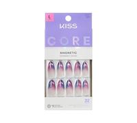 KISS CORE Magnetic Press On Nails, Nail Glue Included, ‘Twinkling Stars’, Purple, Long Round Shape, Includes 32 Nails, 2g Glue, 1 Manicure Stick, 1 Mini File