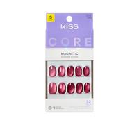 KISS CORE Press On Nails, Nail Glue Included, ‘Flaming’, Berry, Short Size, Round Shape, Includes 32 Nails, 2g Glue, 1 Manicure Stick, 1 Mini File