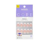 KISS CORE Press On Nails, Nail Glue Included, ‘Passionate’, White, Short Length, Almond Shape, Includes 32 Nails, 2g Glue, 1 Manicure Stick, 1 Mini File