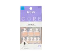 KISS CORE Press On Toenails, Nail Glue Included, ‘Two of a Kind’, White, Short Size, Includes 26 Nails, 2g Glue, 1 Manicure Stick, 1 Mini File