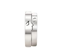 Kiss Couples Rings for Him and Her Set Silver Adjustable Cute Anime Lovers Wedding Engagement Matching Promise Rings for Boyfriend and Girlfriend (Silver)