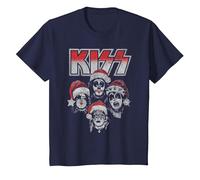 KISS - Detroit Rock Santa T-Shirt, Youth, Navy Blue, Small