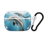 Kiss Dolphin Tale Case Cover with Keychain Shockproof Hard Shell Protective Case for 2nd/1st Generation Case for Women Men Bluetooth Earbuds Case