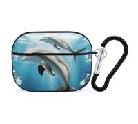 Kiss Dolphin Tale Case Cover with Keychain Shockproof Hard Shell Protective Case for 2nd/1st Generation Case for Women Men Bluetooth Earbuds Case