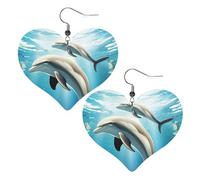 Kiss Dolphin Tale Leather Earrings for Women Heart Earrings Lightweight Dangle Drop Earrings Cute Jewelry Gift
