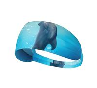 Kiss Dolphin Tale Pattern Printed Elastic Sports Headband： Stretchy Sweatband for Running, Gym, Cycling, Yoga, Fitness & Travel