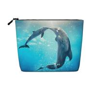 Kiss Dolphin Tale Pattern Printed Make up Bag for Women Makeup Bags Zipper Travel Cosmetic Bags Pouch Organizer