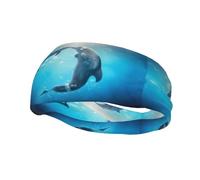Kiss Dolphin Tale Pattern Printed sweat-wicking sports headband for men and women, perfect for running, basketball, yoga, and hiking.