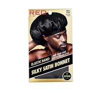 Kiss Elastic Band Silky Satin Bonnet Black