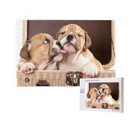 Kiss English Bulldog Puppies,1000 Pieces Wooden Jigsaw Family Game Jigsaw Puzzles for Adults Teens Home Decor