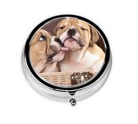 Kiss English Bulldog PuppiesMeta Pill Box 3 Compartment Medicine Case,Portable Organizer