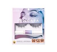 KISS Falscara DIY Lash Extension Starter Kit 10 Reusable Featherlight Eyelash Lengthening Wisps, Applicator, Bond & Seal