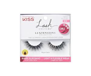 KISS False Eyelashes, LuXtensions Collection, Flat Lash Technology, Super Slim Lash Band, Real Lash Extension Fibers, Reusable, Contact Lens Friendly, Style Royal Silk, Purple, 1 Pair