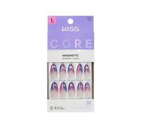 KISS CORE Magnetic Press On Nails, Nail Glue Included, ‘Twinkling Stars’, Purple, Long Round Shape, Includes 32 Nails, 2g Glue, 1 Manicure Stick, 1 Mini File