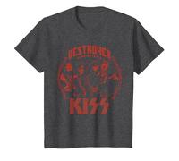 KISS - Flaming Youth T-Shirt, Youth, Dark Heather Grey, X-Small