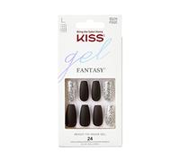 KISS Gel Fantasy Collection, Black/Sparkle, Long Length, Coffin Shape, 27 Ct.