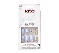 KISS Gel Fantasy Collection Glue-On Manicure Kit, Lit Within, Short Length Square Fake Nails Includes 28 False Nails, Nail Glue, Nail File, and Manicure Stick