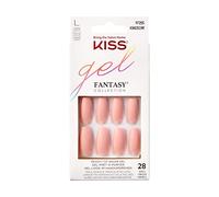 KISS Gel Fantasy Collection Glue-On Manicure Kit, Windy City, Medium Length Coffin Fake Nails Includes 28 False Nails, Nail Glue, Nail File, and Manicure Stick