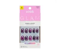 KISS GLAM Embellished Press On Nails, ‘Simple Joys’, Purple, Short Round, 32 Count