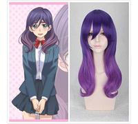 Kiss Him Not Me Watashi Ga Motete Dosunda Wavy Cruly Purple Serinuma Kae Cosplay Heat Resistant Synthetic Hair + Free Wig Cap
